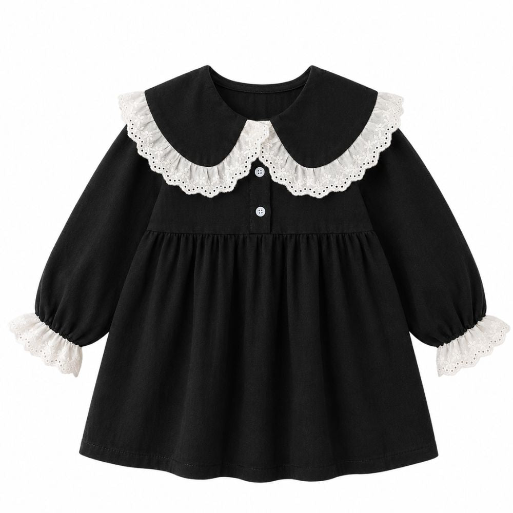 Precious Lace Collar Long Sleeve Dress for Girls-Beekee