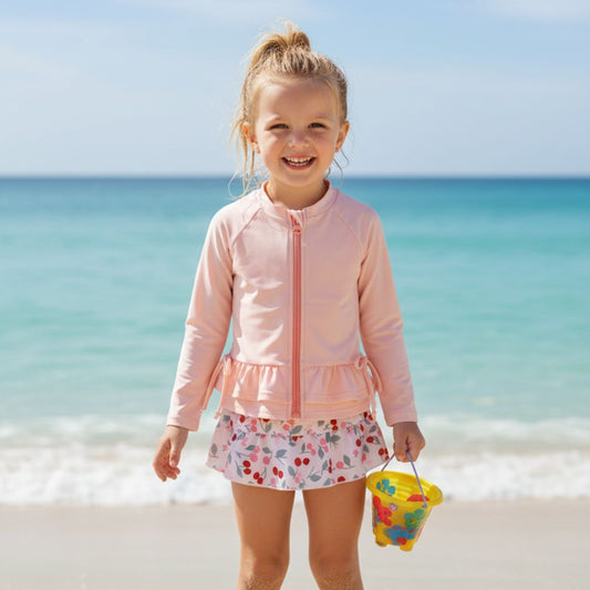 Sweet Ruffle Long Sleeve Girls' Swim Set - Beekee