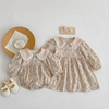Vintage Floral Ruffle Collar Dress & Romper Set-Beekee