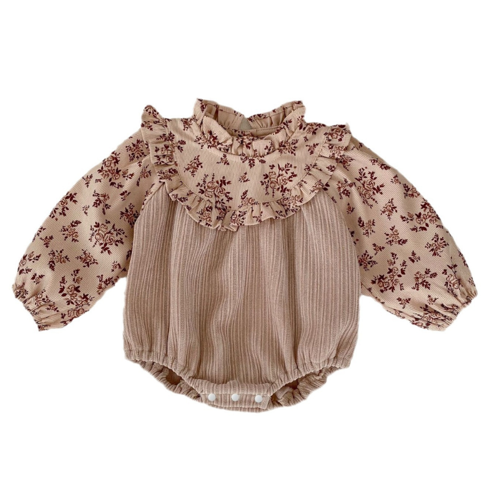 Vintage Floral Ruffle Baby Romper - Beekee