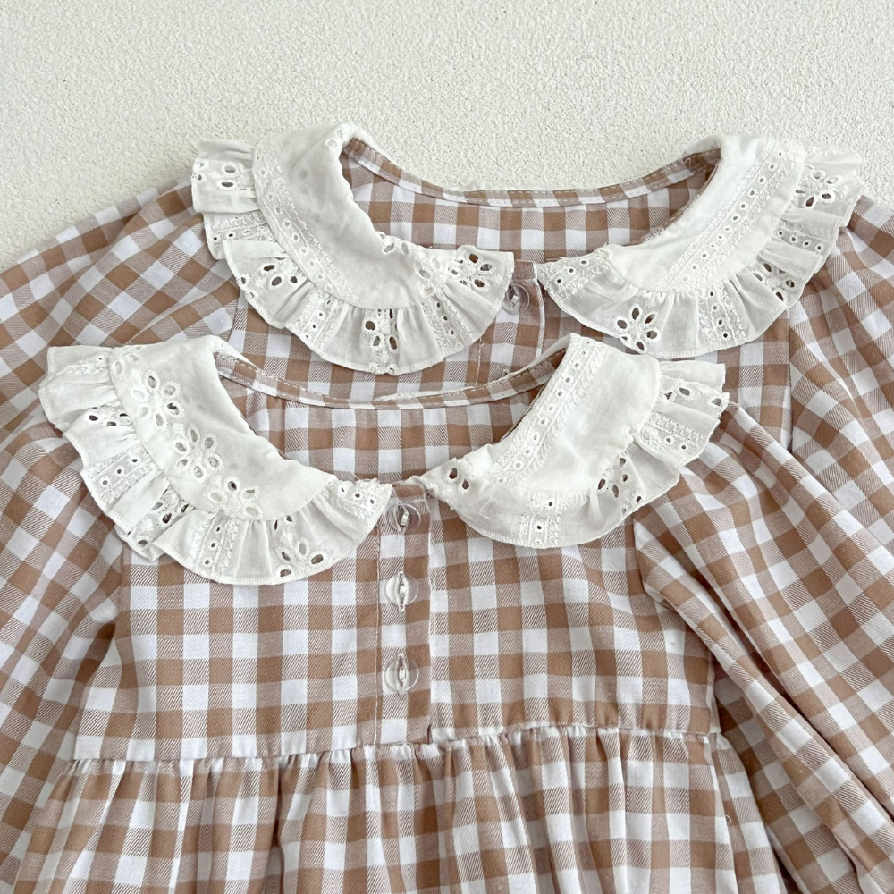 Classic Gingham Ruffle Baby Romper-Beekee
