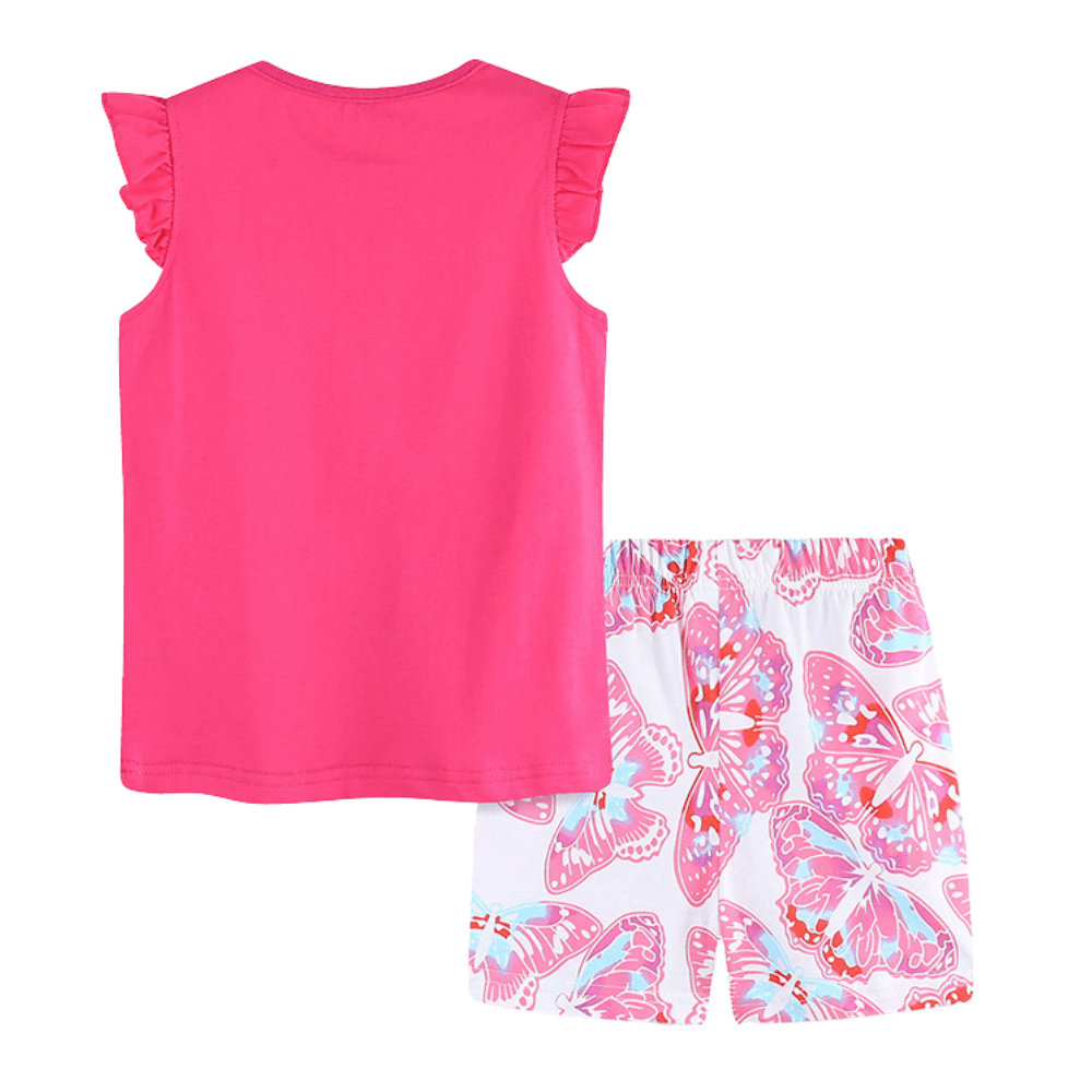Sparkly Butterfly Ruffle Top & Shorts Set - Beekee