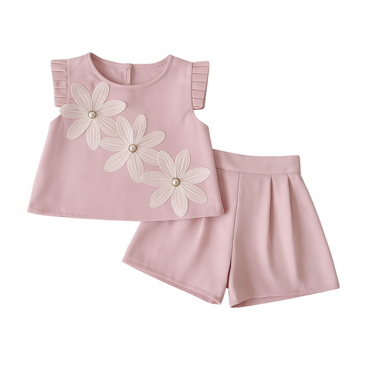 3D Flower Top and Shorts Set - Beekee
