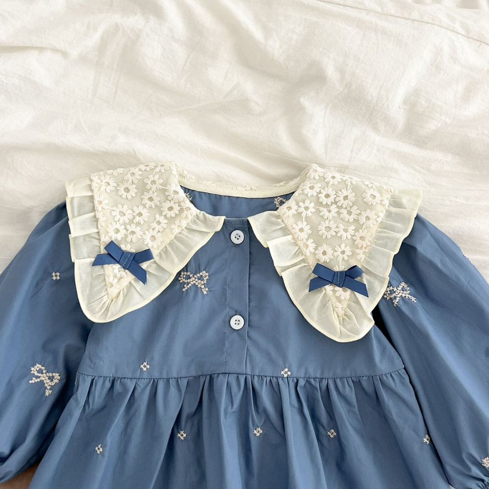 Sweet Floral Lace Collar Baby Dress & Romper Set-Beekee