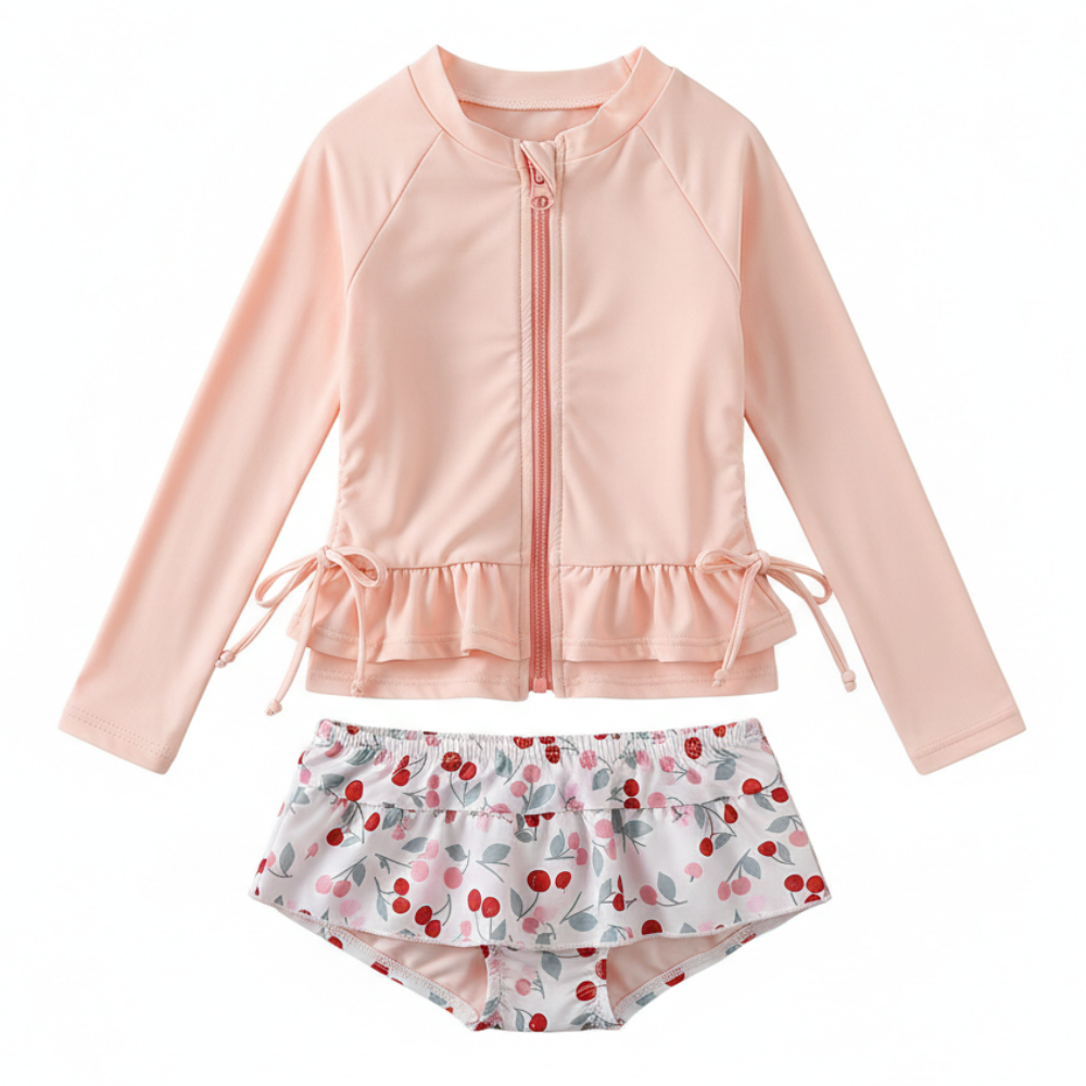 Sweet Ruffle Long Sleeve Girls' Swim Set-Beekee