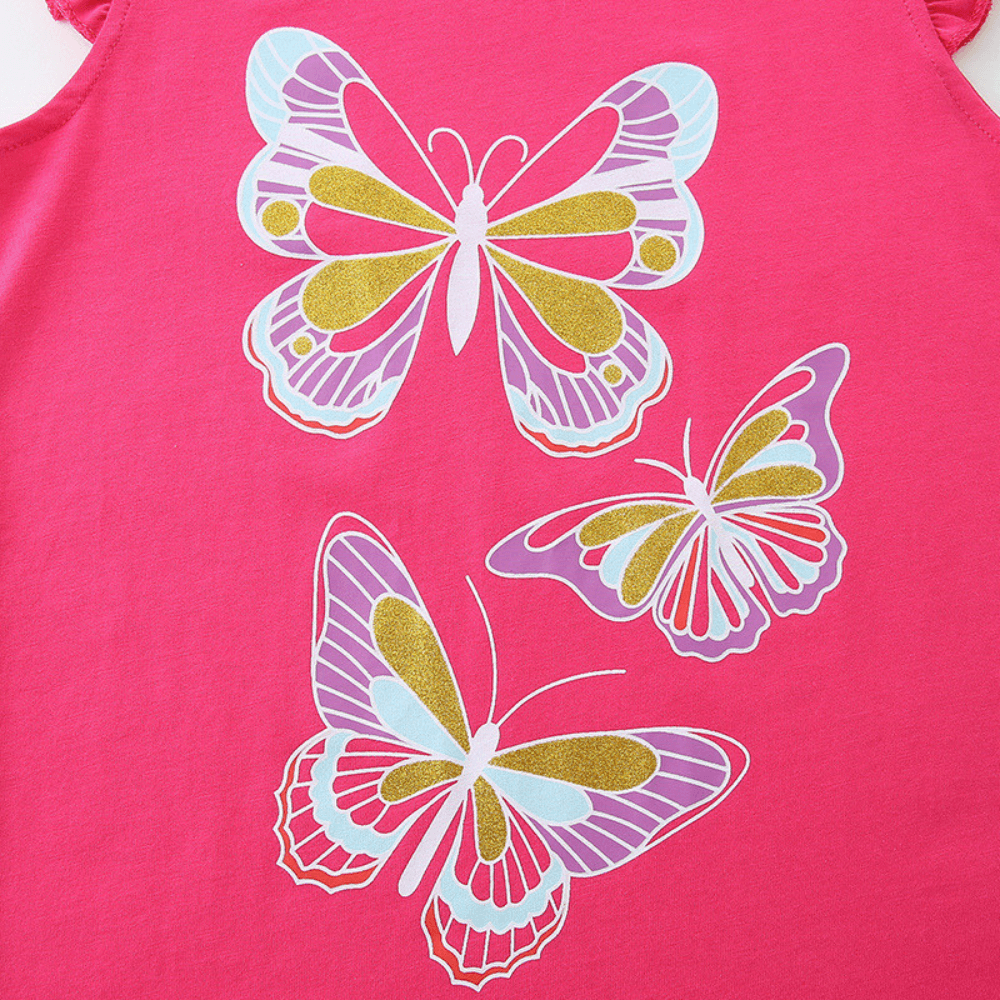 Sparkly Butterfly Ruffle Top & Shorts Set - Beekee
