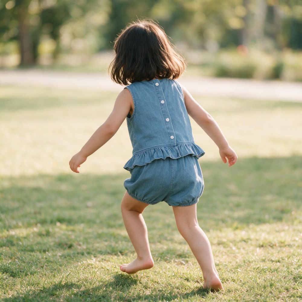Sweet Denim Ruffle Top & Bloomer Baby Set - Beekee