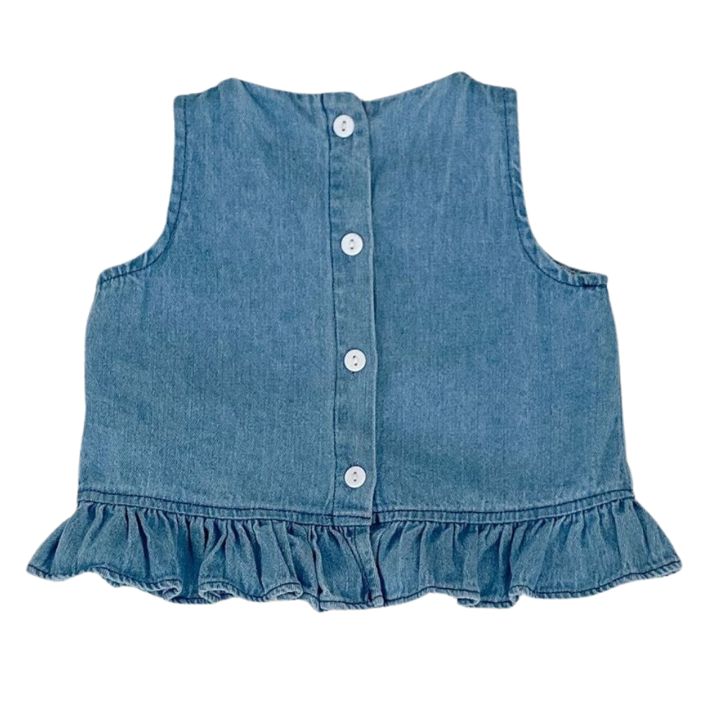 Sweet Denim Ruffle Top & Bloomer Baby Set - Beekee