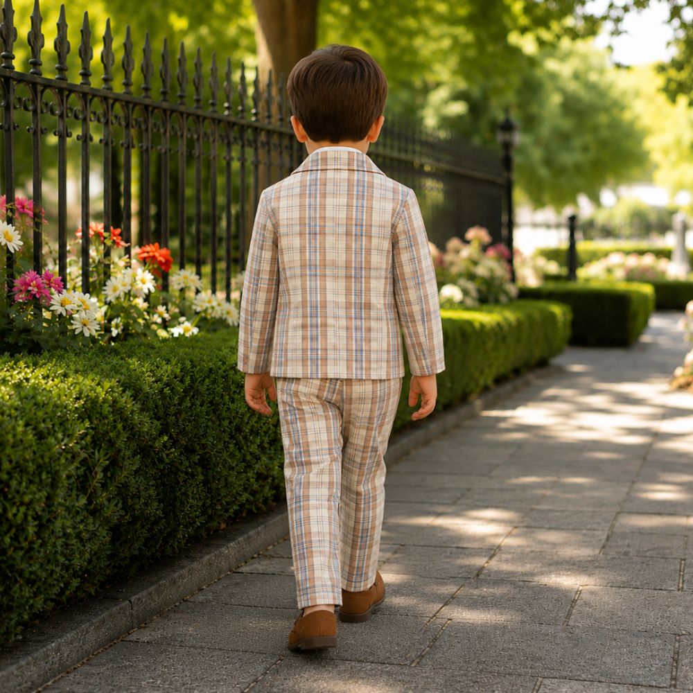 Dapper Plaid Blazer and Bow Tie Boys Set