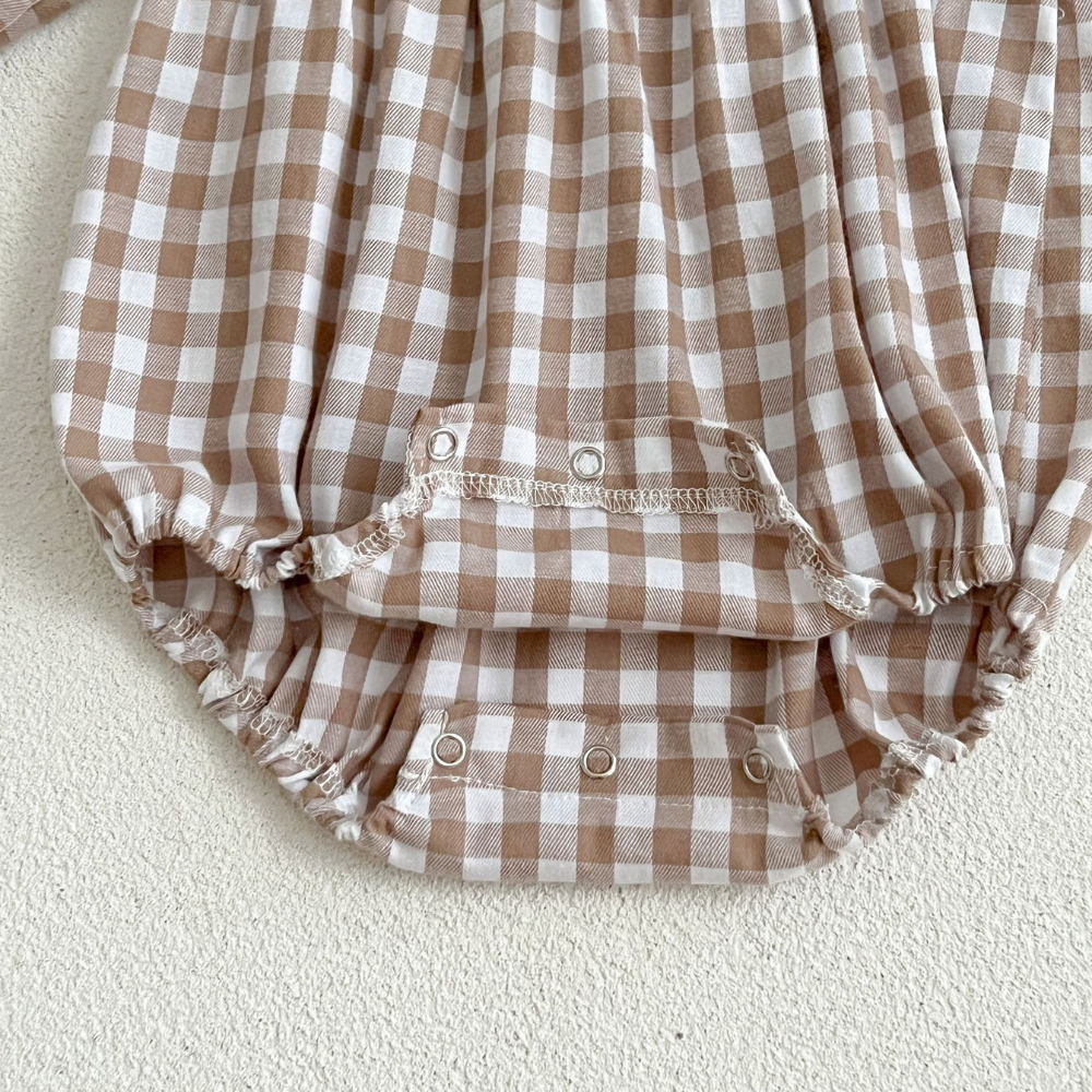 Classic Gingham Ruffle Baby Romper-Beekee
