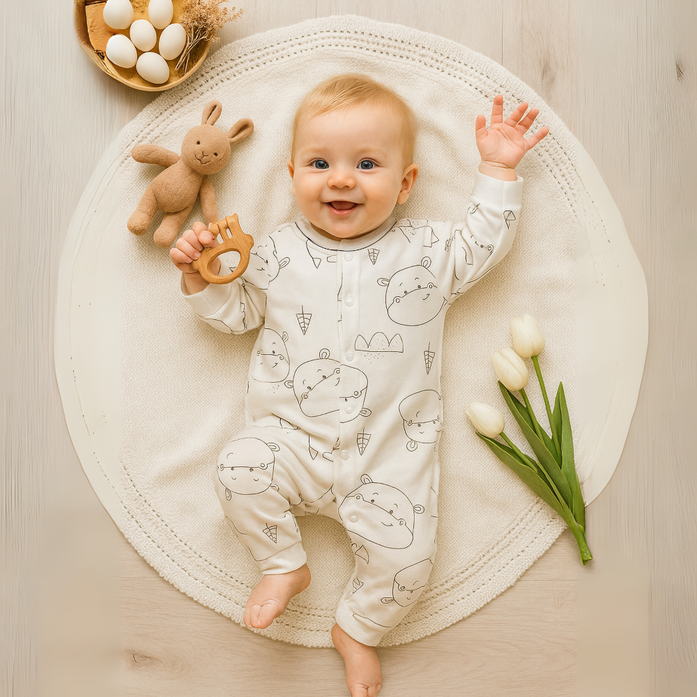 Playful Animal Print Cotton Romper - Beekee