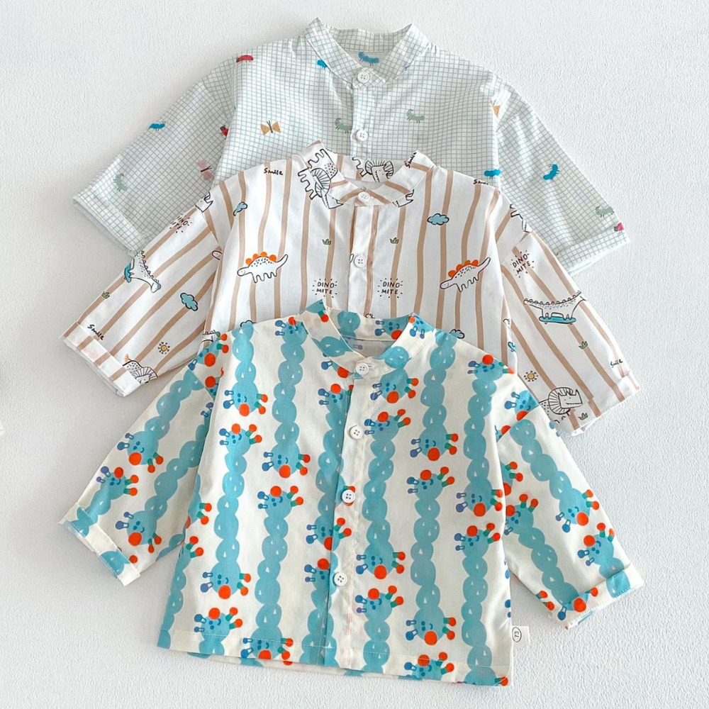 Cute Playful Print Button Up Shirt for Toddlers-Beekee