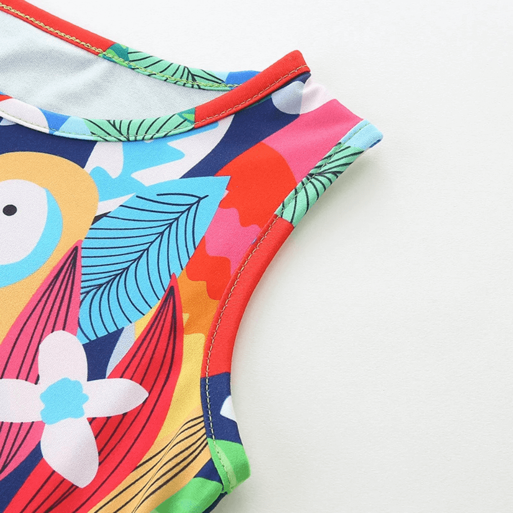 Colorful Tropical Parrot Girls Summer Dress - Beekee