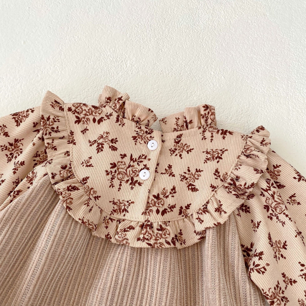 Vintage Floral Ruffle Baby Romper - Beekee