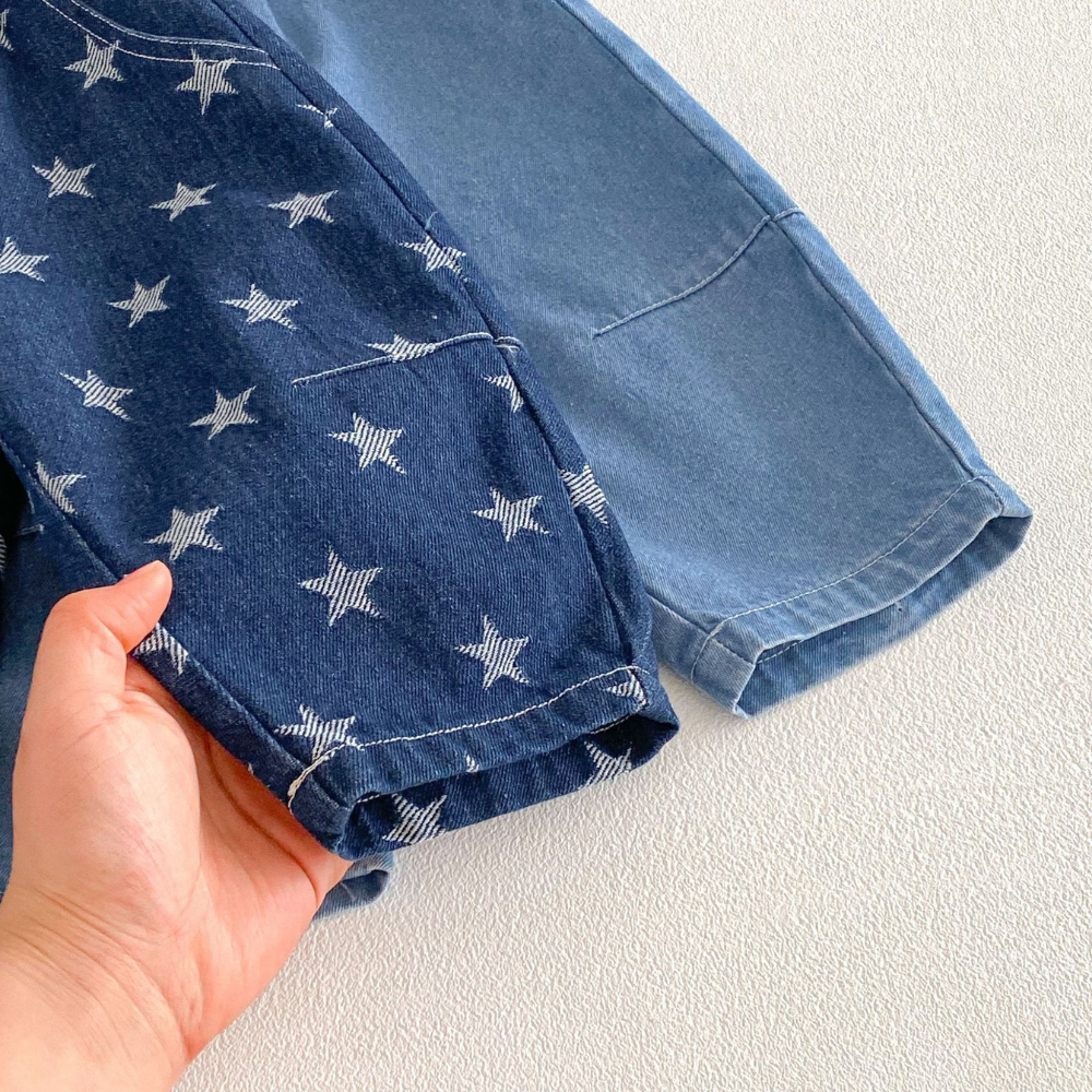 Adorable Star Print Denim Pants for Toddlers-Beekee