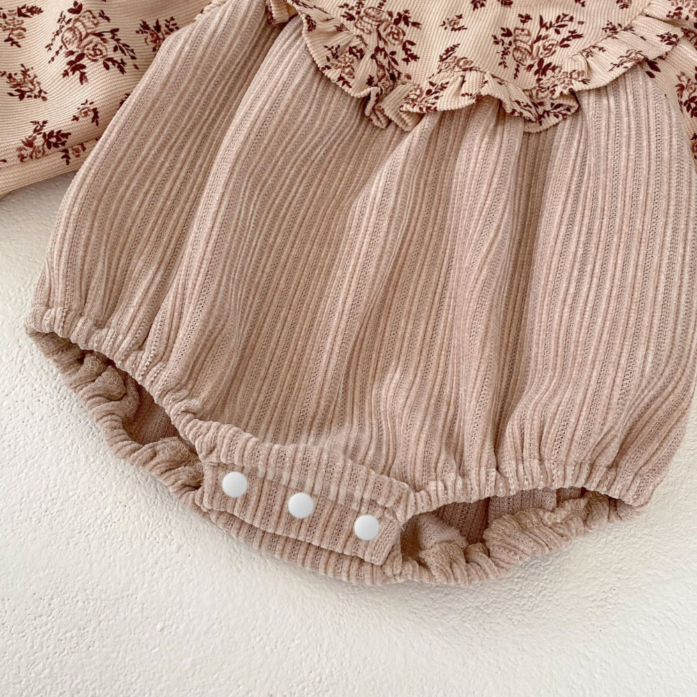Vintage Floral Ruffle Baby Romper - Beekee