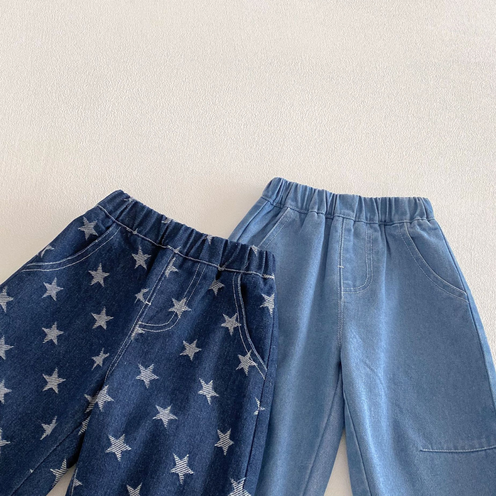 Adorable Star Print Denim Pants for Toddlers-Beekee
