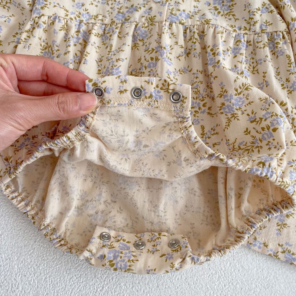 Vintage Floral Ruffle Collar Dress & Romper Set-Beekee