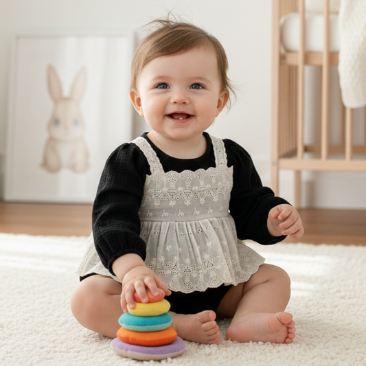 Little Lady Lace Layered Baby Romper-Beekee