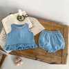 Sweet Denim Ruffle Top & Bloomer Baby Set - Beekee