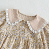 Vintage Floral Ruffle Collar Dress & Romper Set-Beekee