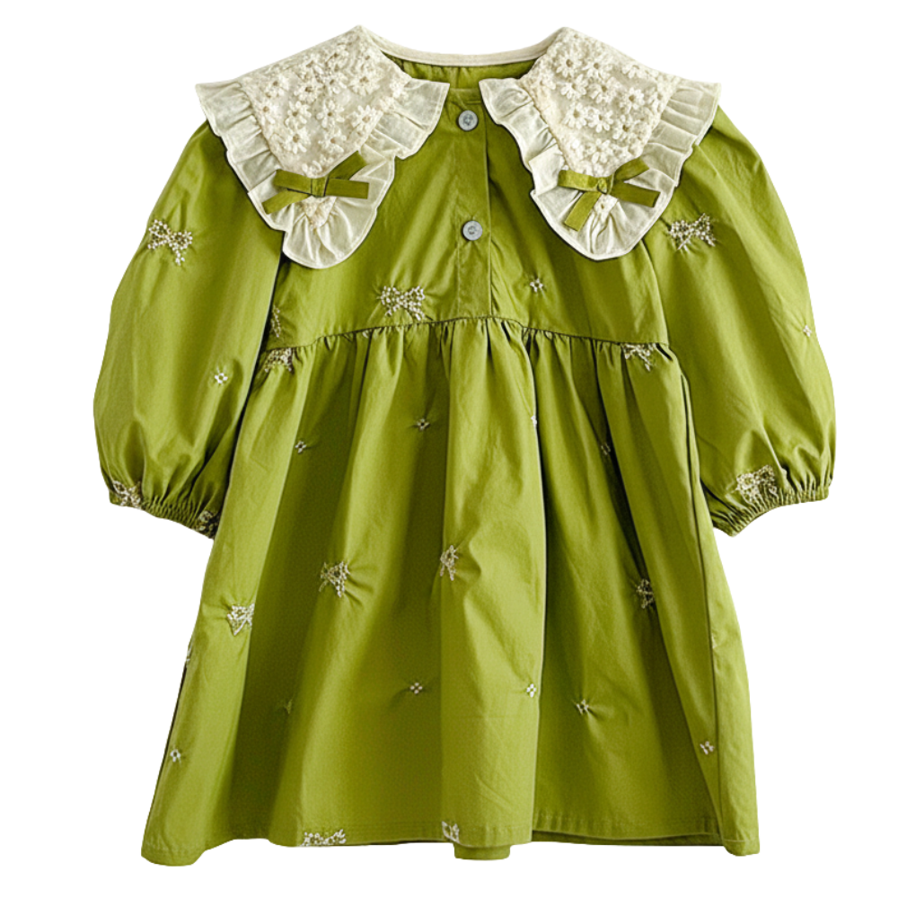 Sweet Floral Lace Collar Baby Dress & Romper Set-Beekee