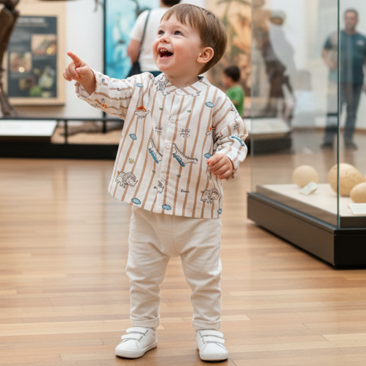 Cute Playful Print Button Up Shirt for Toddlers-Beekee