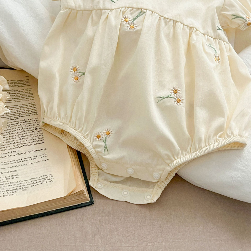 Daisy Embroidered Baby Romper & Dress Set-Beekee