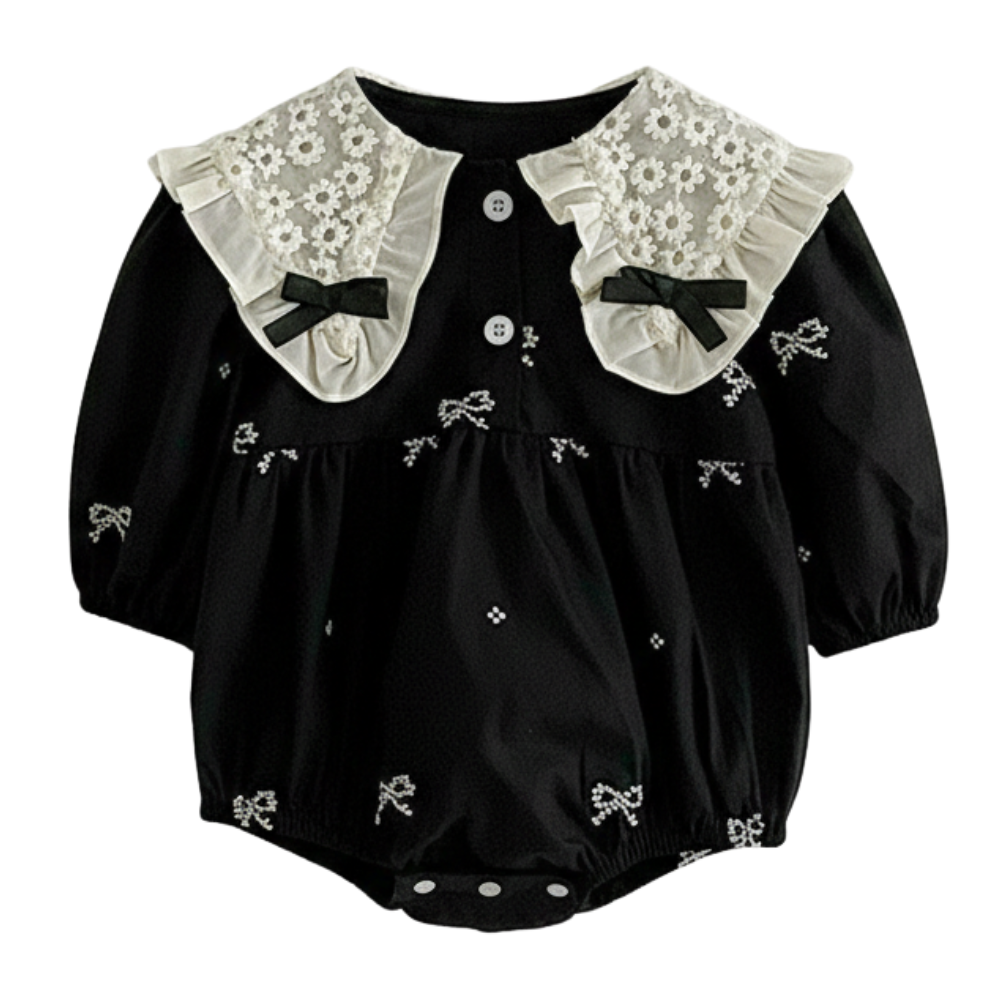 Sweet Floral Lace Collar Baby Dress & Romper Set-Beekee