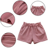 Girls' Ruffle Waist Drawstring Cotton Shorts-Beekee