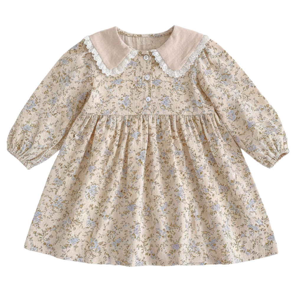 Vintage Floral Ruffle Collar Dress & Romper Set-Beekee