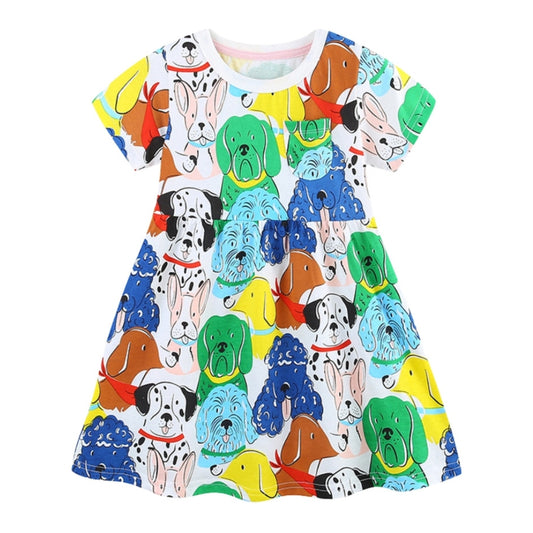 Adorable Colorful Puppy Girls Dress - Beekee