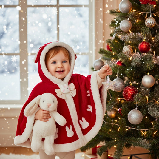 Adorable Bunny Hooded Christmas Cape - Beekee