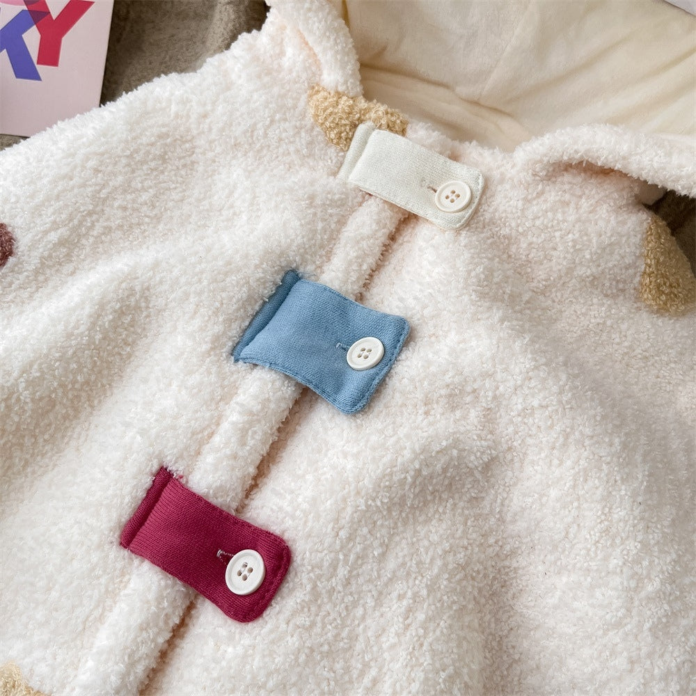 Adorable Heart Fleece Hooded Baby Cape - Beekee