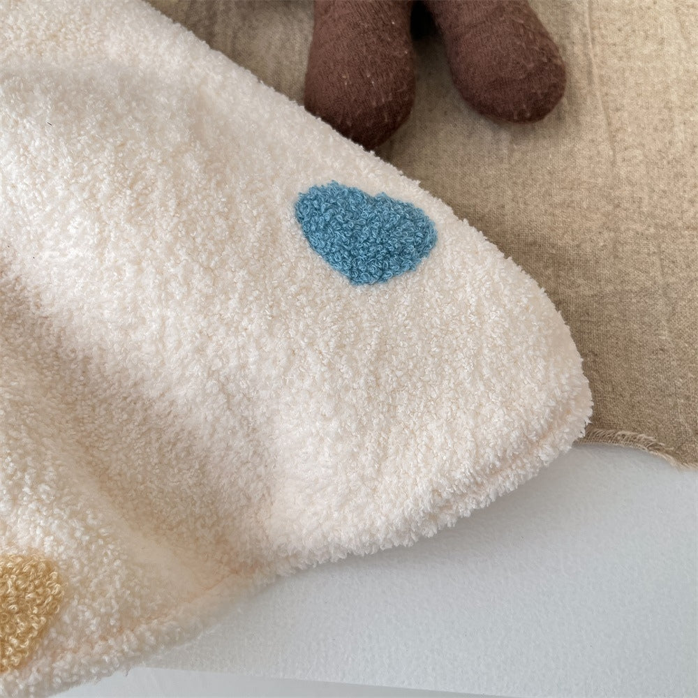 Adorable Heart Fleece Hooded Baby Cape - Beekee