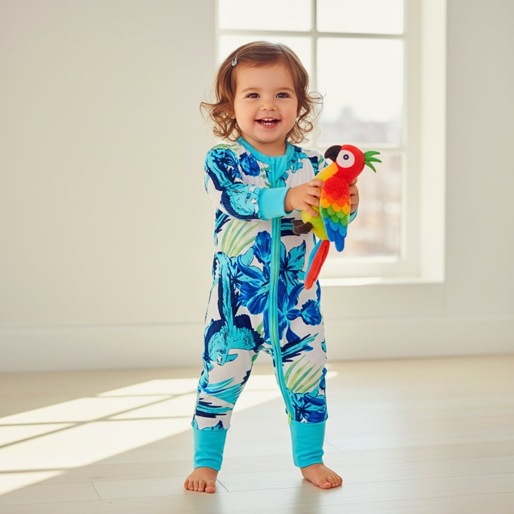 Adorable Tropical Print Baby Romper - Beekee