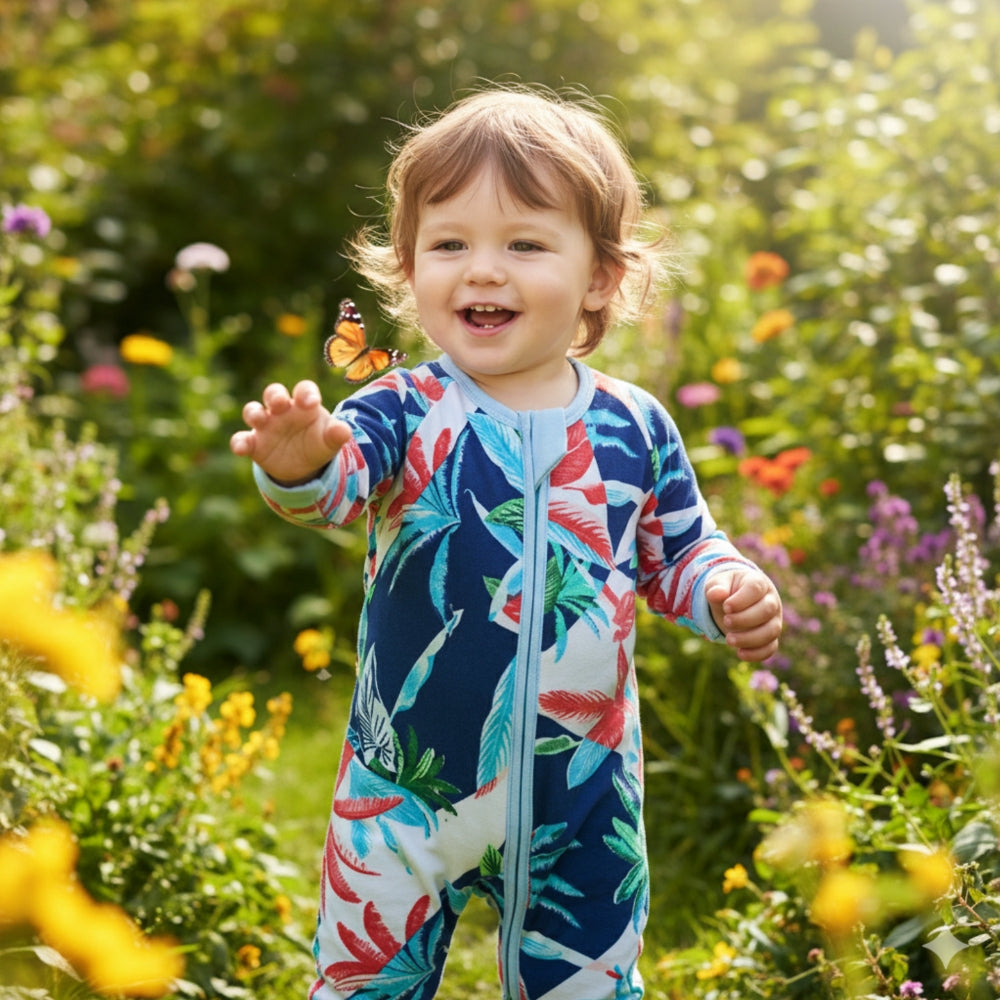 Adorable Tropical Print Baby Romper - Beekee