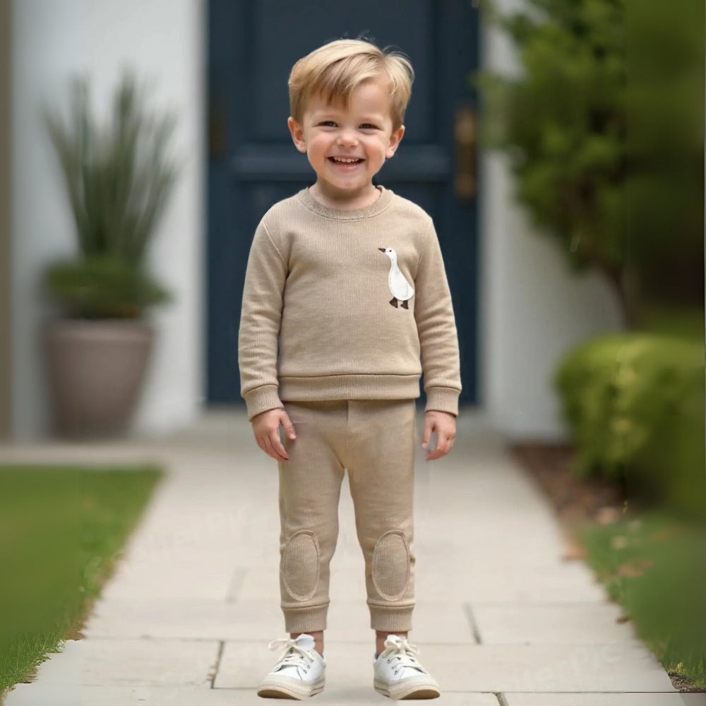Animal Embroidered Cotton Sweatsuit Set - Beekee