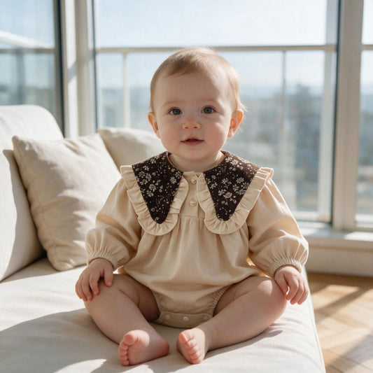 Floral Collar Baby Romper & Sister Dress