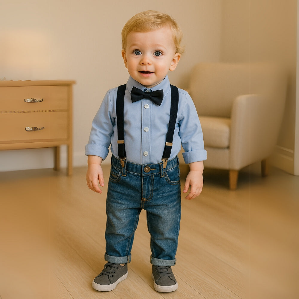 Boys Formal Bow Tie Denim Set - Beekee