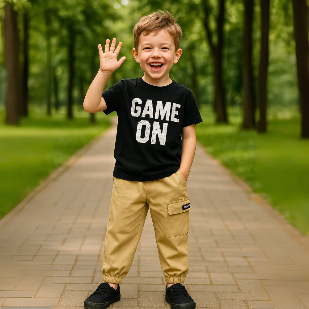 Boys Cotton Cargo Jogger Pants- Beekee