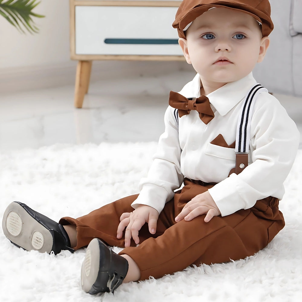 Boys Formal Bow Tie Shirt & Suspender Pants Set - Beekee