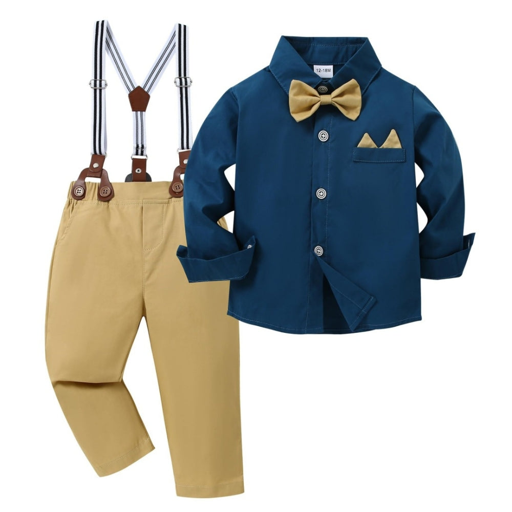 Boys Formal Bow Tie Shirt & Suspender Pants Set - Beekee