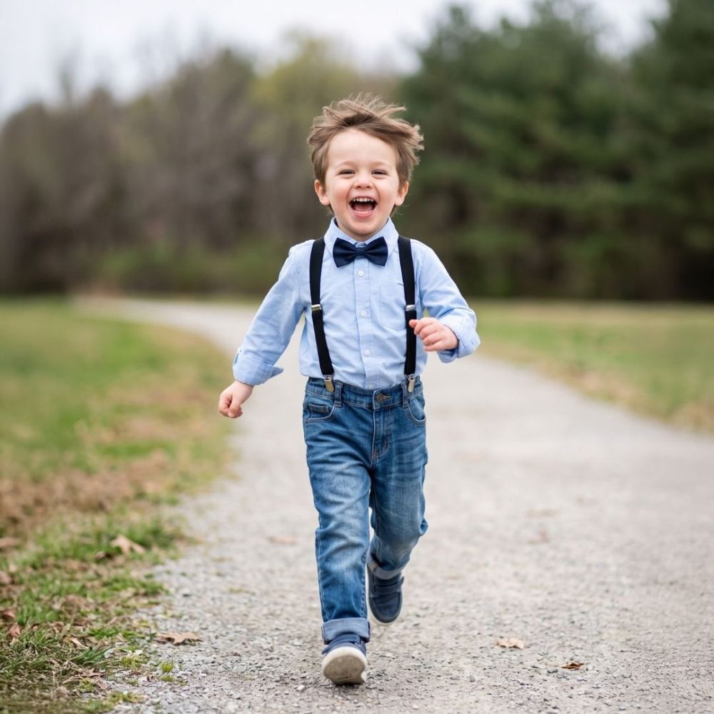 Boys Formal Bow Tie Shirt and Suspender Jeans Set
