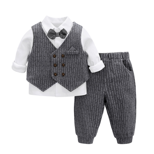 Boys' Formal Pinstripe Bow Tie Suit Set - Beekee