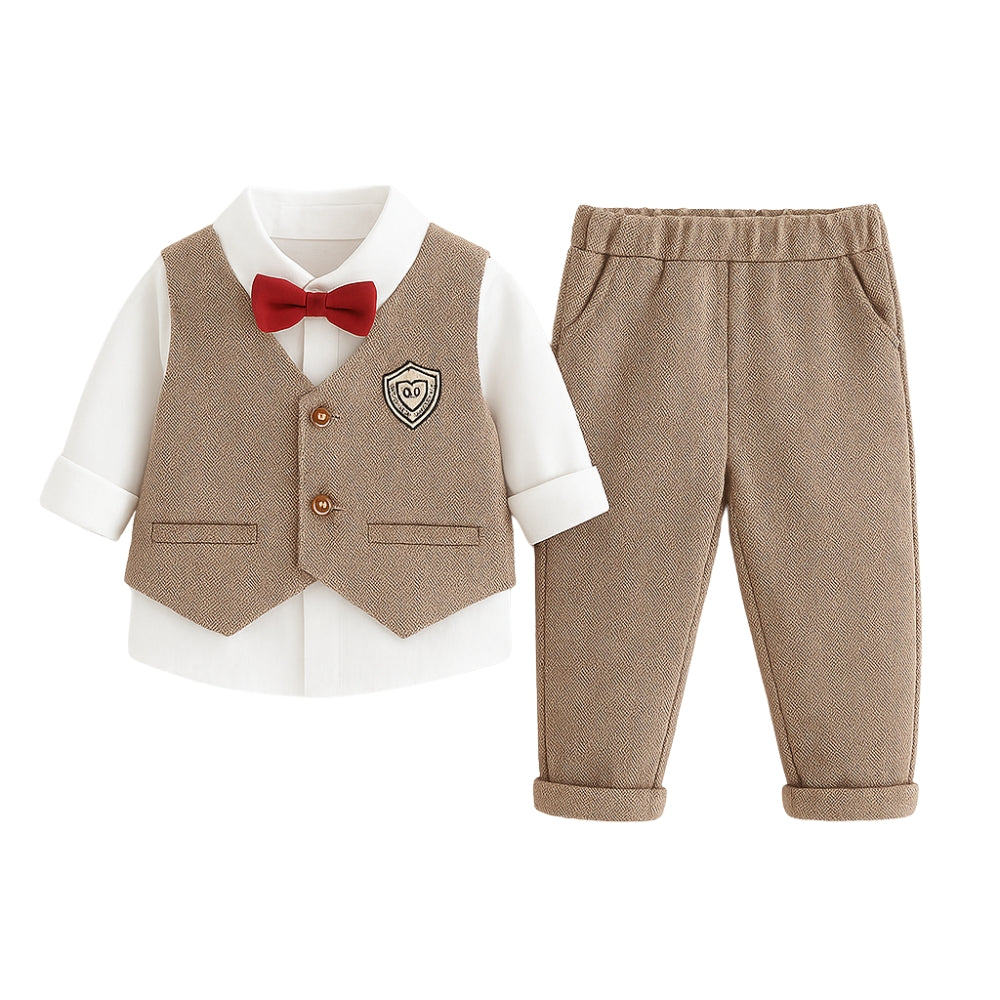 Boys Herringbone Vest and Pants Suit Set - Beekee