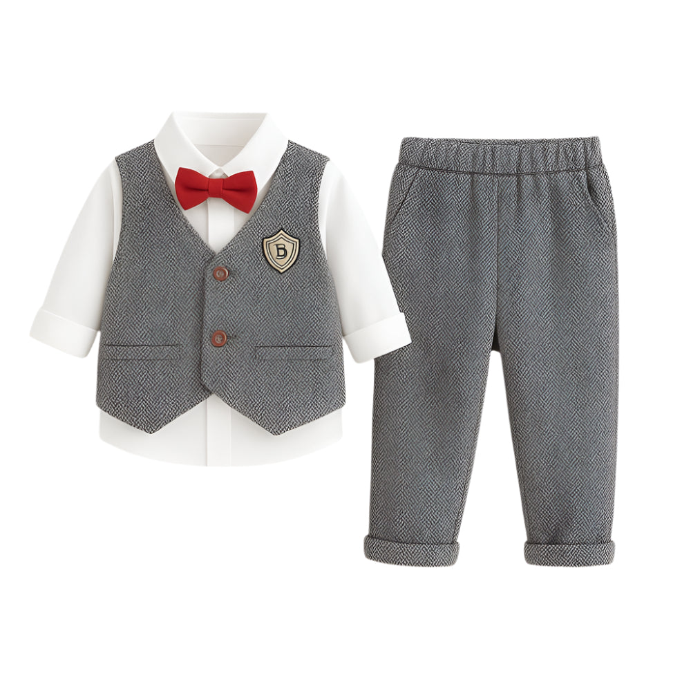 Boys Herringbone Vest and Pants Suit Set - Beekee