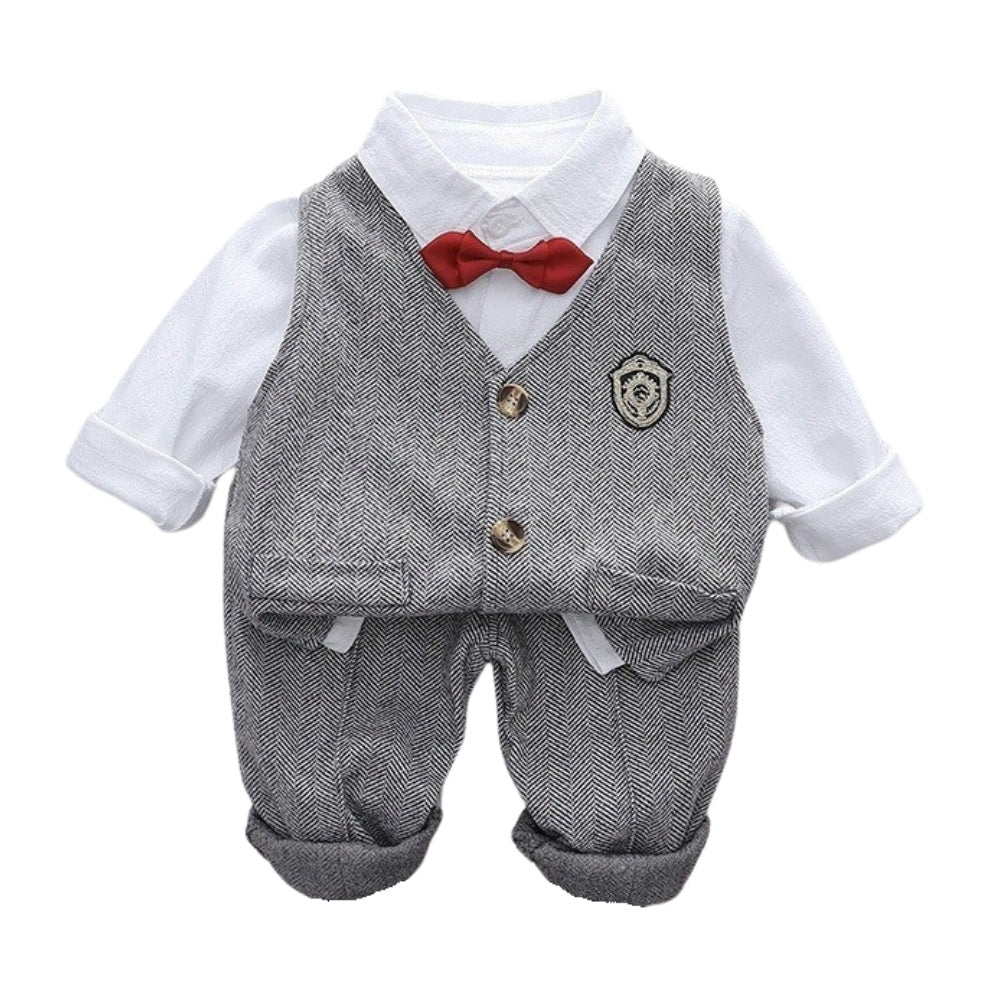 Boys Herringbone Vest and Pants Suit Set - Beekee