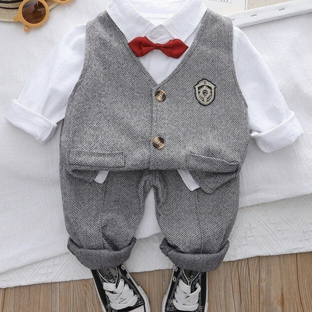 Boys Herringbone Vest and Pants Suit Set - Beekee