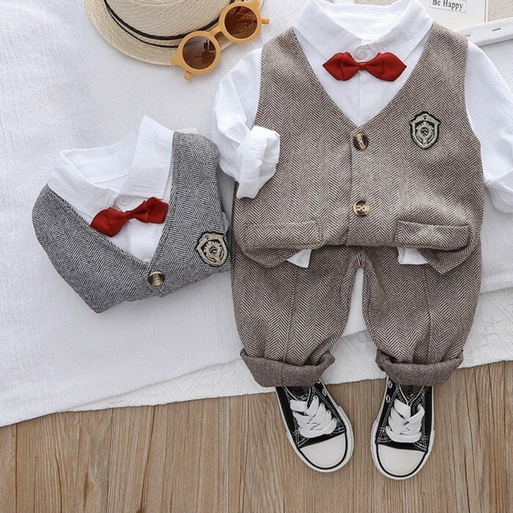 Boys Herringbone Vest and Pants Suit Set - Beekee
